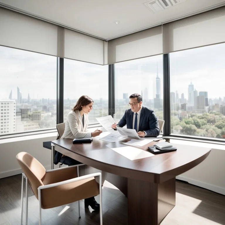 Legal advisor reviewing property documents with clients